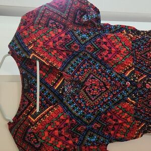 Papillon Red and Blue Multi Colored Maxi Dress Size Medium